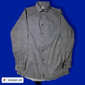 Men’s J. Ferrar gray/black houndstooth dress shirt (super slim-fit)
